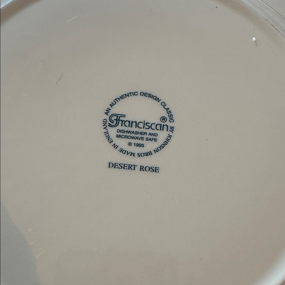 Franciscan Dessert Rose 11” Dinner Plate England Pink Floral vintage plt 5 - Picture 3 of 3